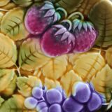 dish and plates barbotine fruits Sarreguemines