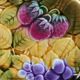 plat et assiettes barbotine fruits Sarreguemine