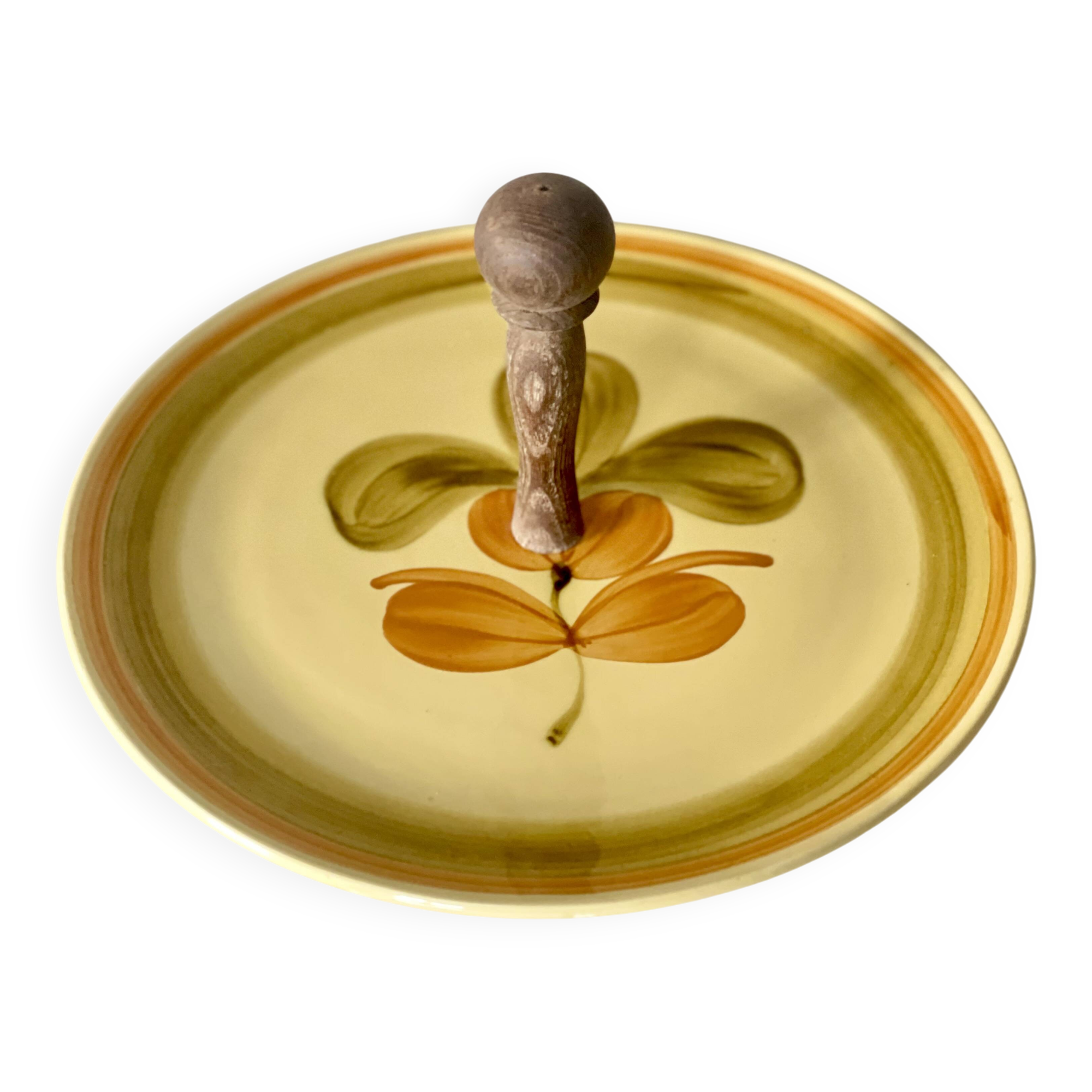 Gien France Cheese Board Orange Green Flower