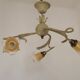 Stunning Italian Vintage 3 Light Tole Chandelier With Blown Glass Shades 4646
