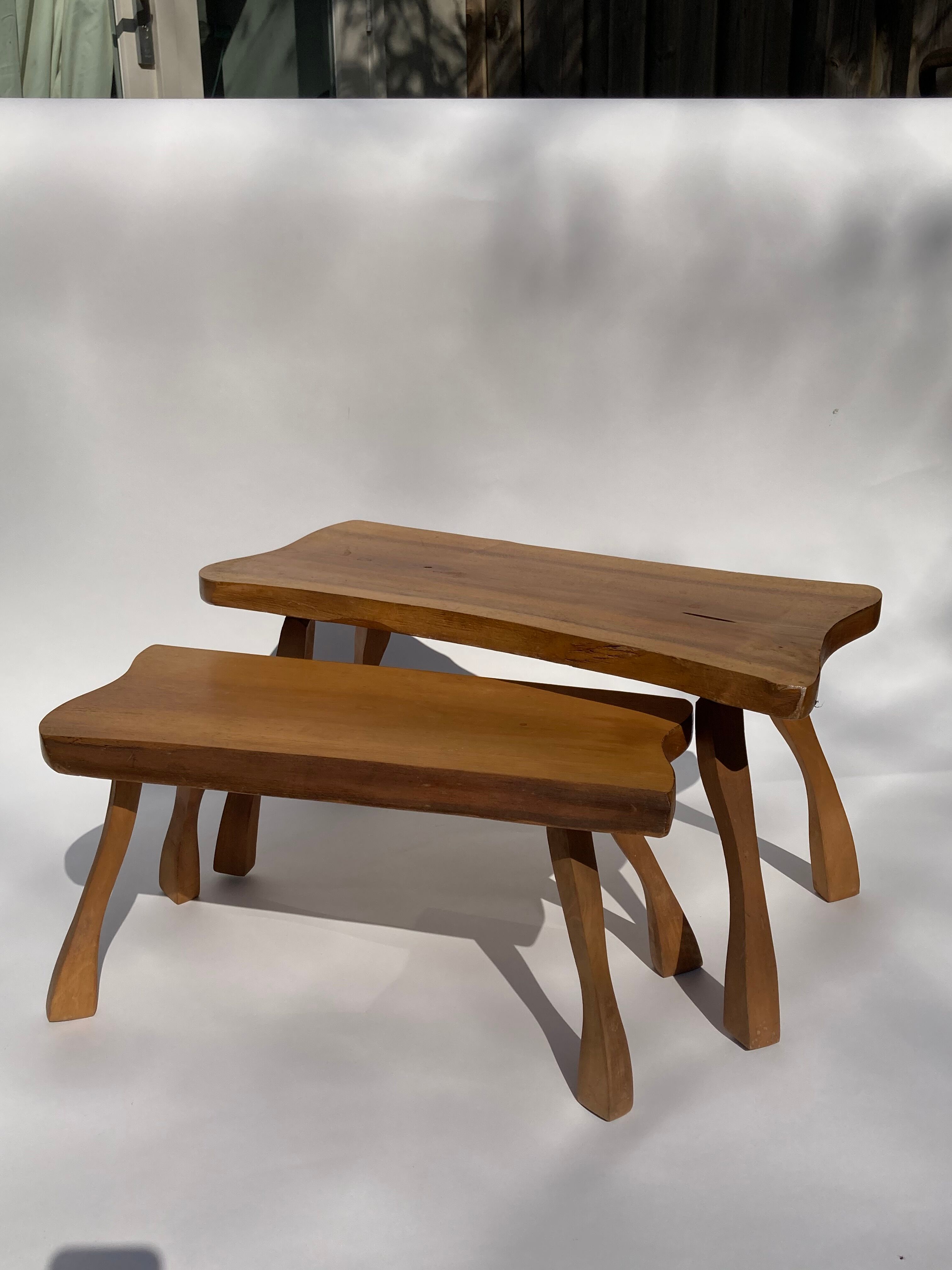 Dutch nesting tree tables Wabi Sabi brutalist style, 1960s