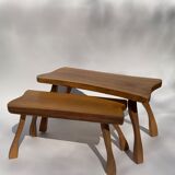 Dutch nesting tree tables Wabi Sabi brutalist style, 1960s