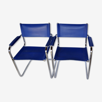 Set of 2 blue armchairs