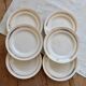 6 plates vintage ivory faience with gold trim