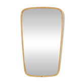 Miroir mural trapézoïdal en métal doré – design moderniste années 50-60