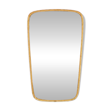 Trapezoidal wall mirror in gold metal – 1950s-60s modernist design