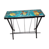 Wrought iron ceramic magazine holder with top from the 1950s - 1960s