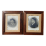 Portraits in mat and walnut frame, 1911