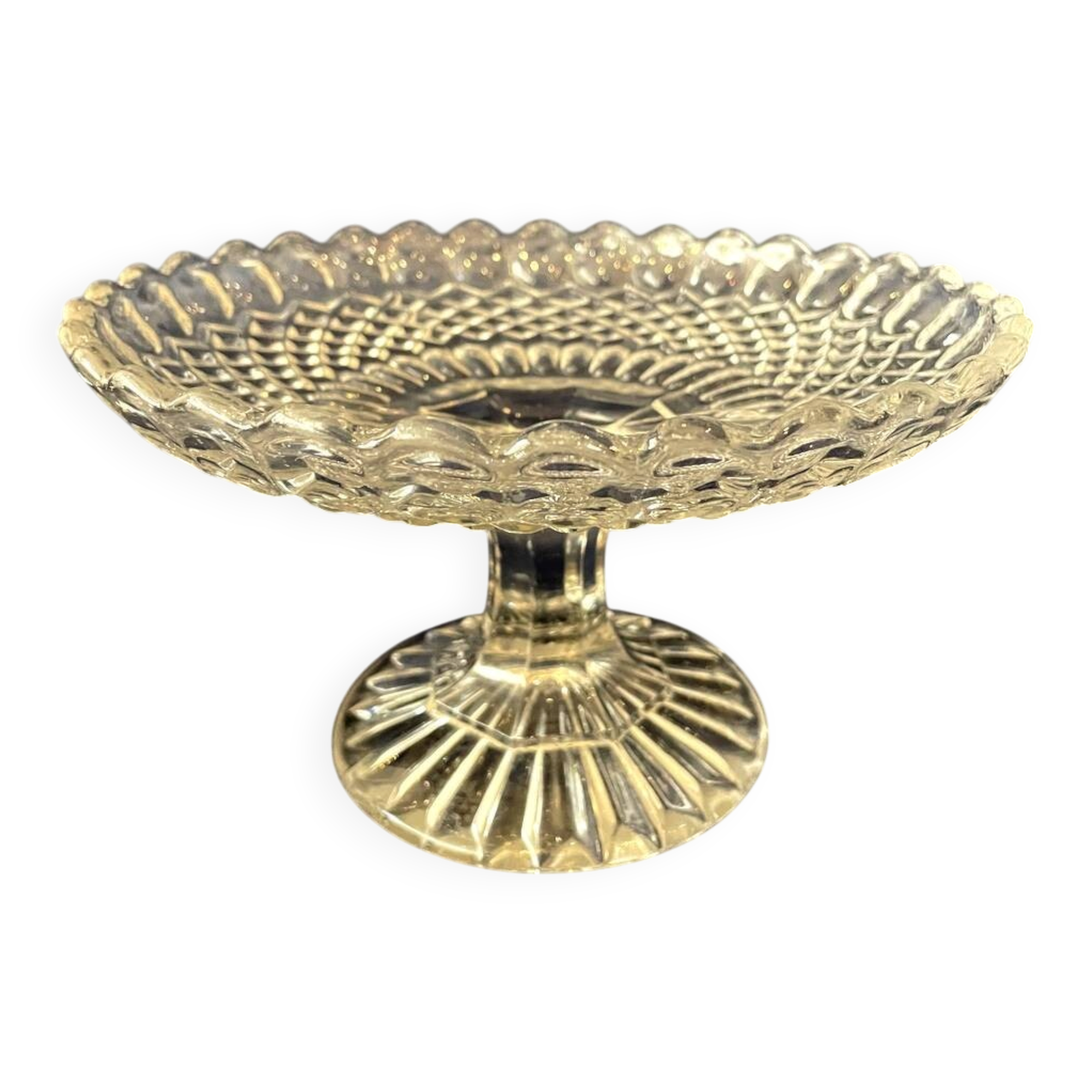 Coupe sur pied ou compotier en cristal moule de baccarat vers 1880