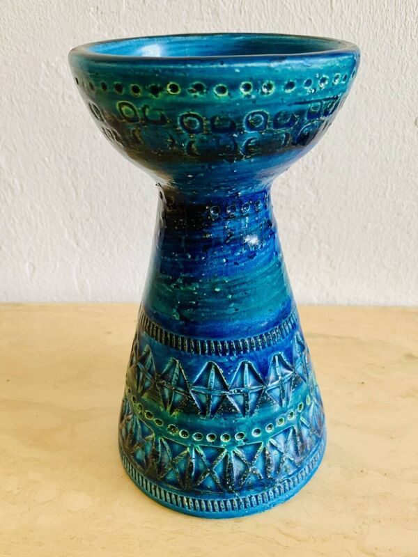 Bougeoir / Porte Bougie Vintage Rimini Bleu par Bitossi, 1950s