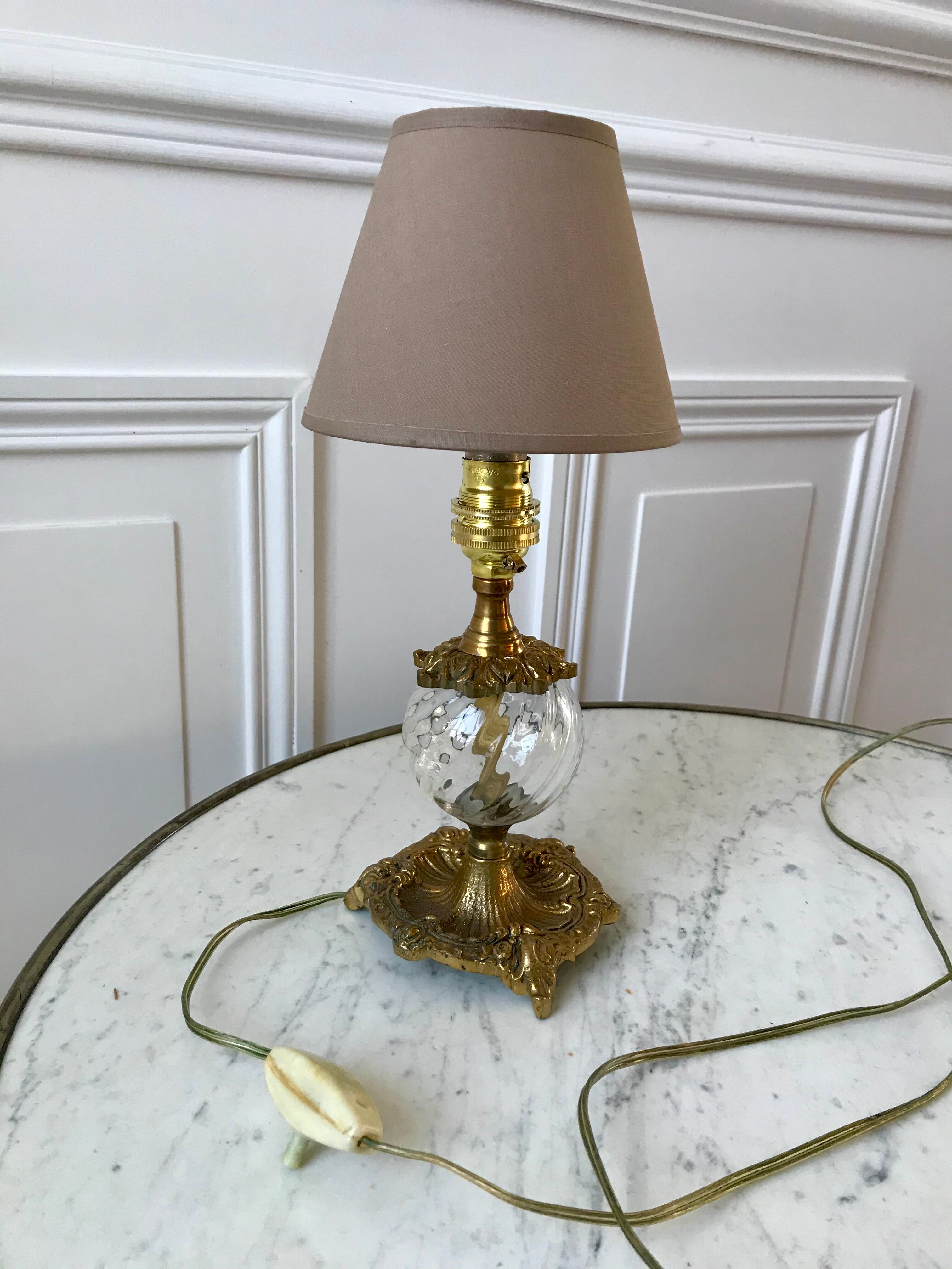 Pair of table lamps in bronze and glass early twentieth century