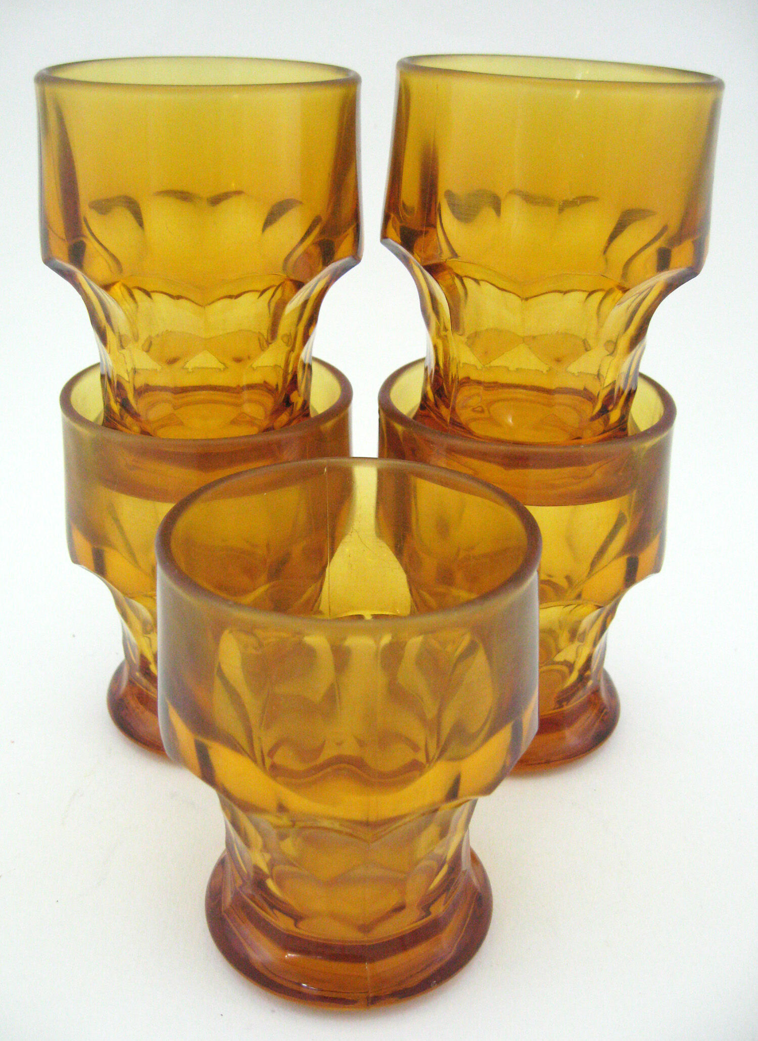 5 water cups in amber glass - Made in Italy - vintage 70s