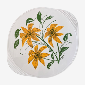 Mid Century cake platter / plate, Vintage floral serving tray made by Grünstadt Edel Keramik