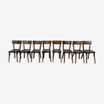 8 old wooden bistro chairs