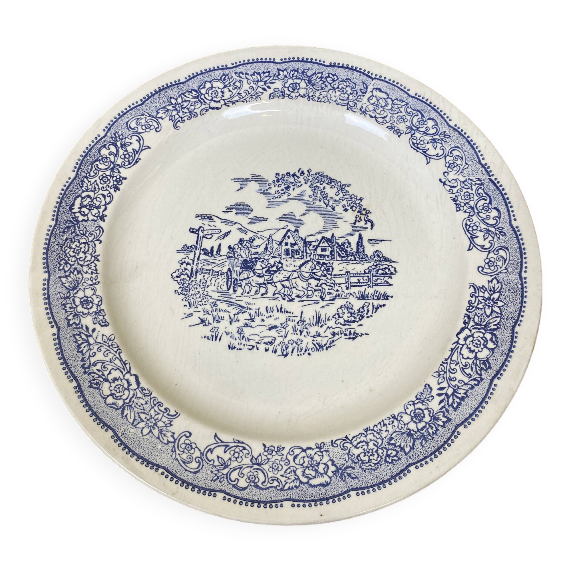 Large blue and white porcelain plate XX