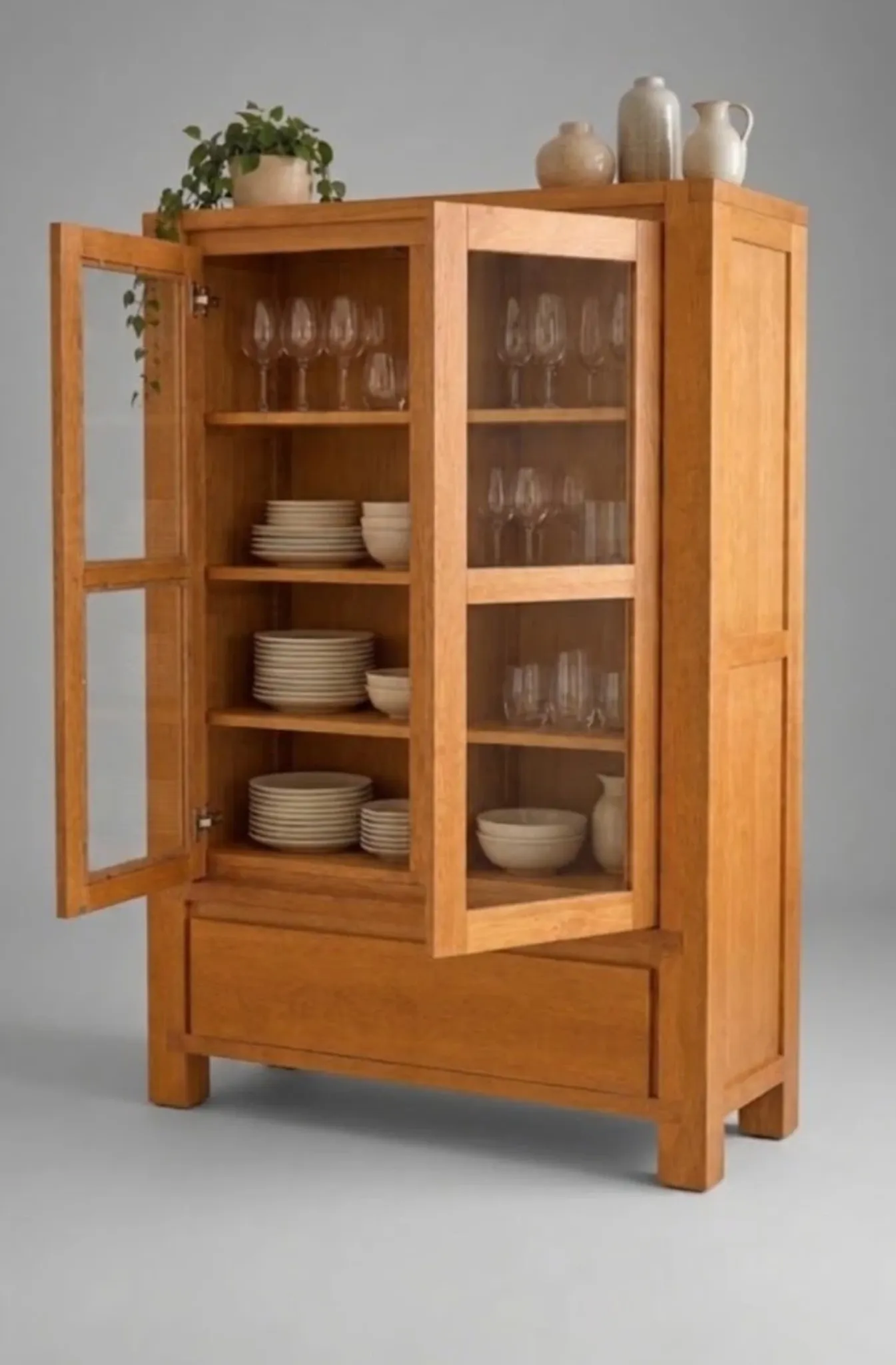 Glass display cabinet on legs