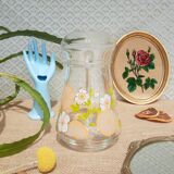 Carafe patterns flowers in glass -vintage