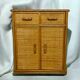 Meuble commode vintage en bois et rotin