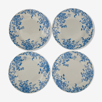 4 Assiettes plates ancienne faïence de France