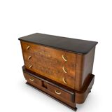 Commode italienne Art déco en ronce de noyer, années 1920