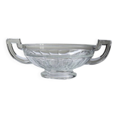 Art Deco glass bowl, in the style of Val Saint Lambert, with wide handles.