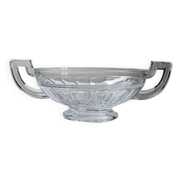 Coupe Art Déco en verre moulé, dans le goût de Val Saint Lambert, à larges anses