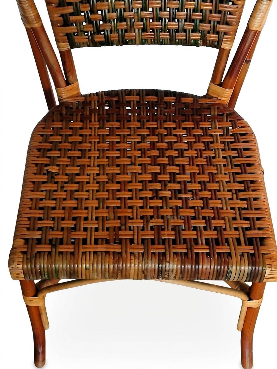 1950s-1960s handcrafted "Bistro Riviera" rattan chair