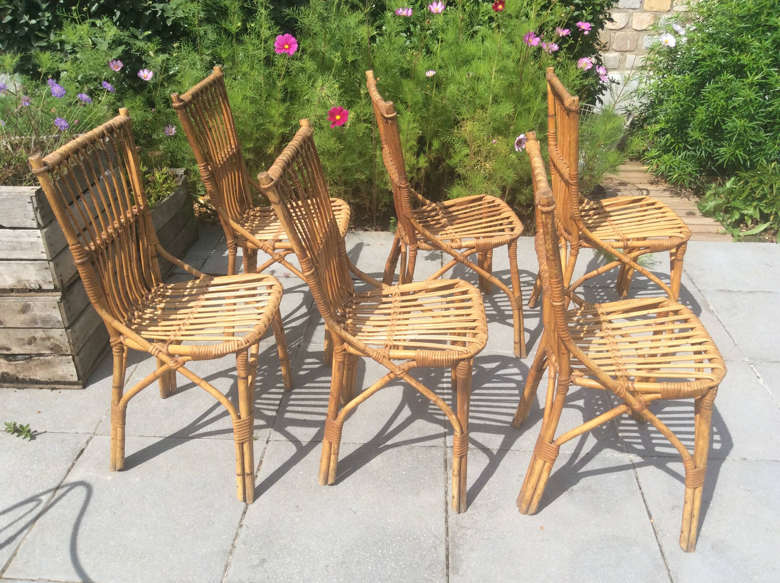 6 rattan chairs