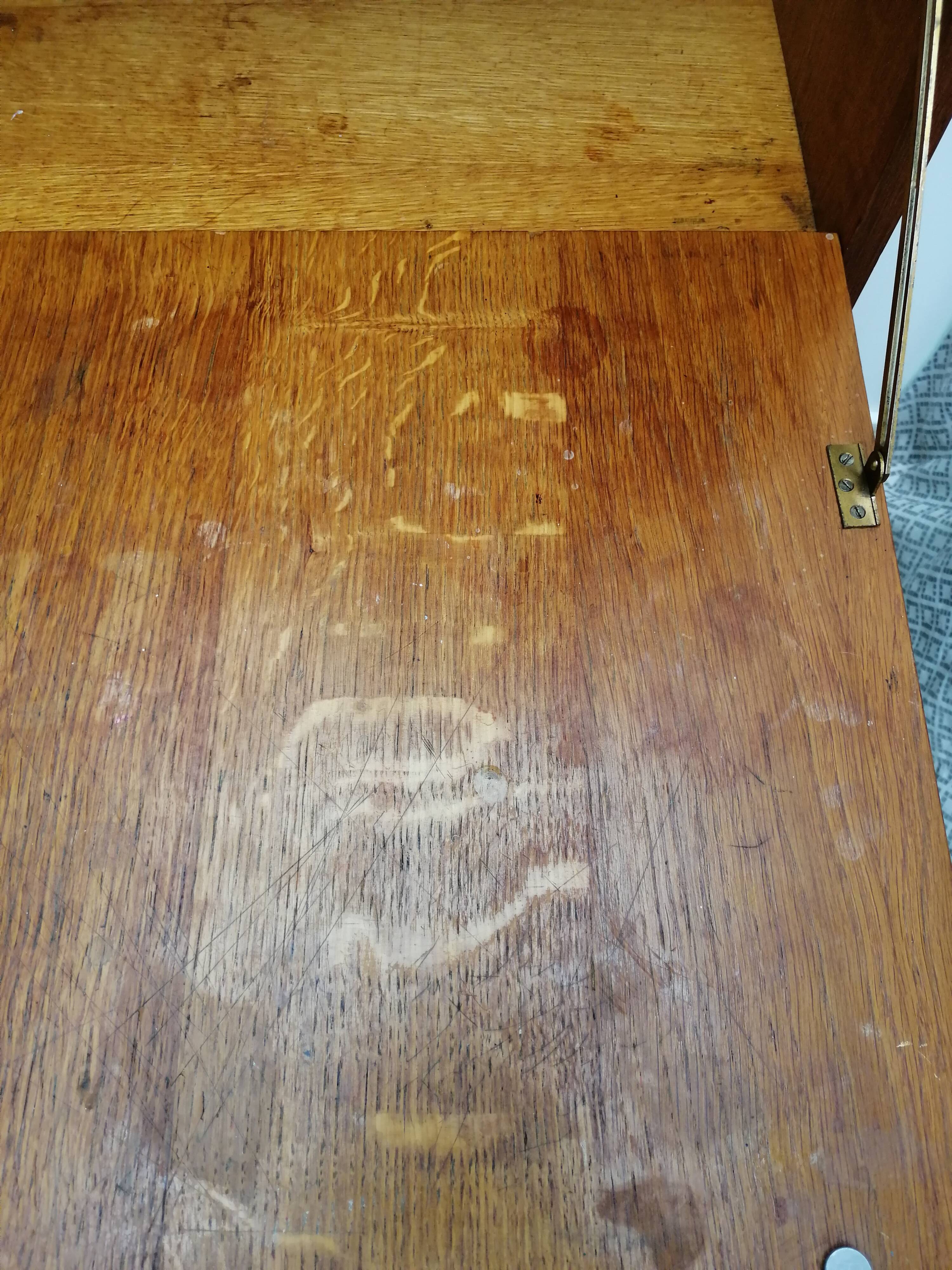 Oak and rattan secretary