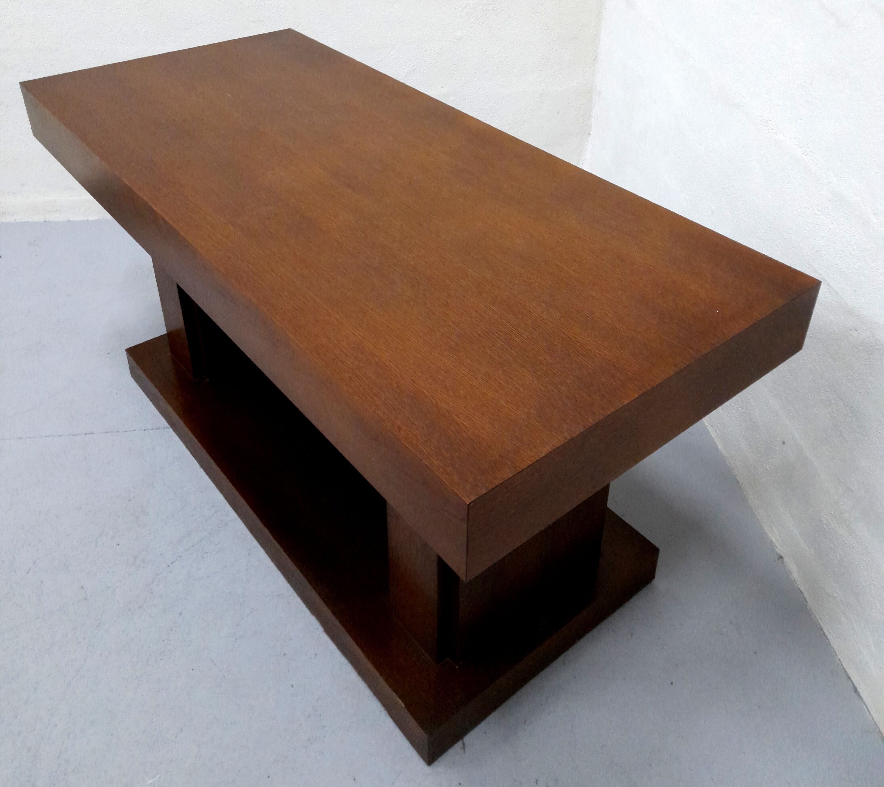 Console, in brown oak veneer, french work of the 50s