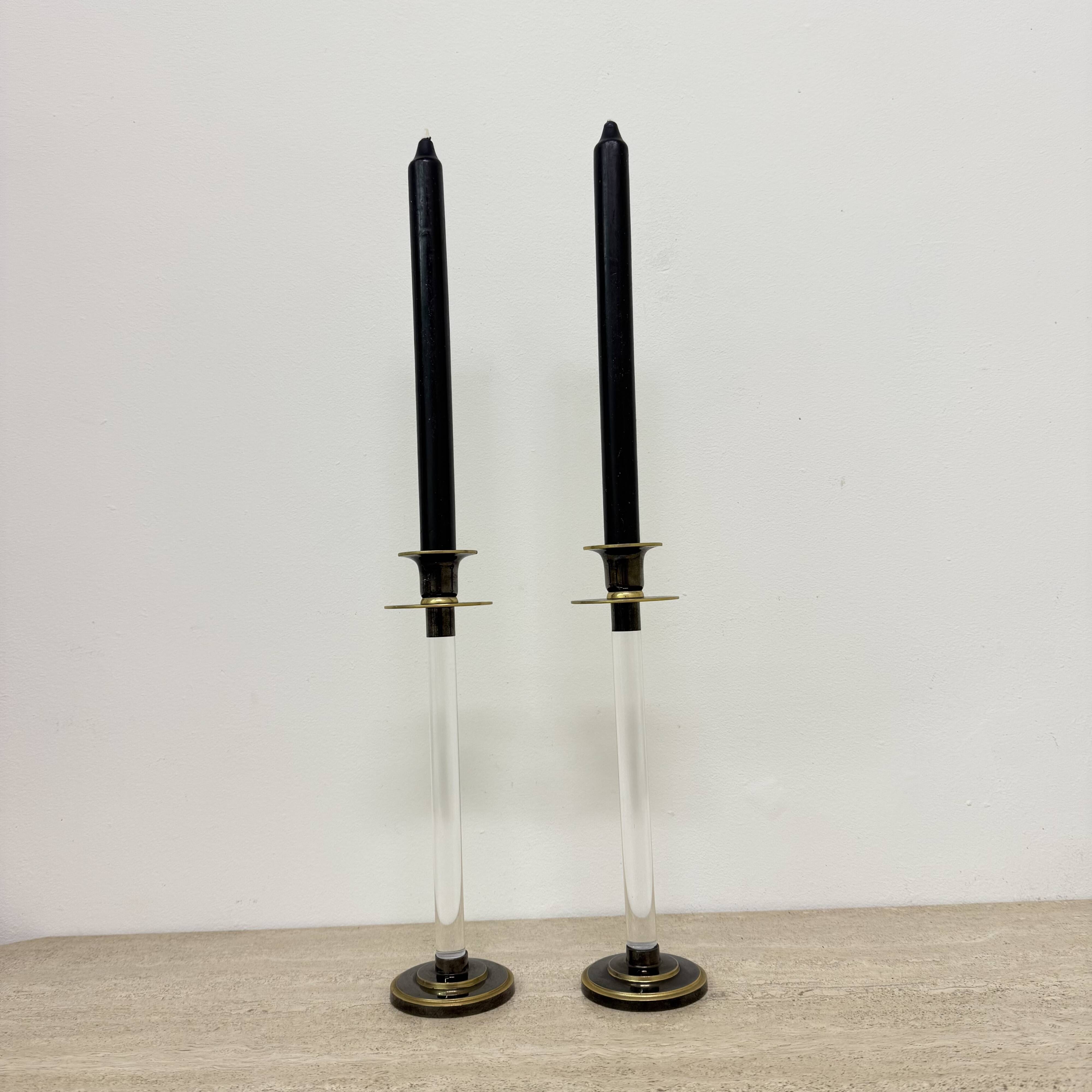 Set of 2 Caravell lucite candle sticks, 1970’s