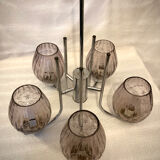 Vintage Lustre with 5 Mauve light lights