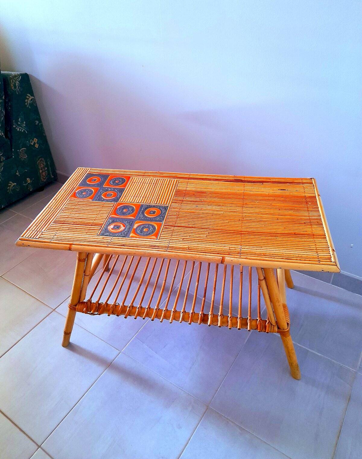 Audoux Minet/Capron rattan coffee table 1950