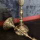 Pair of candlesticks or torches - gilded bronze.