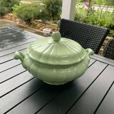 Soupière en faïence de Salins vert mint
