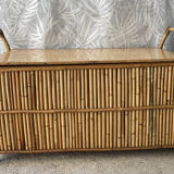 Vintage rattan bench chest