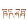 Series of 4 chairs in vintage light wood beech