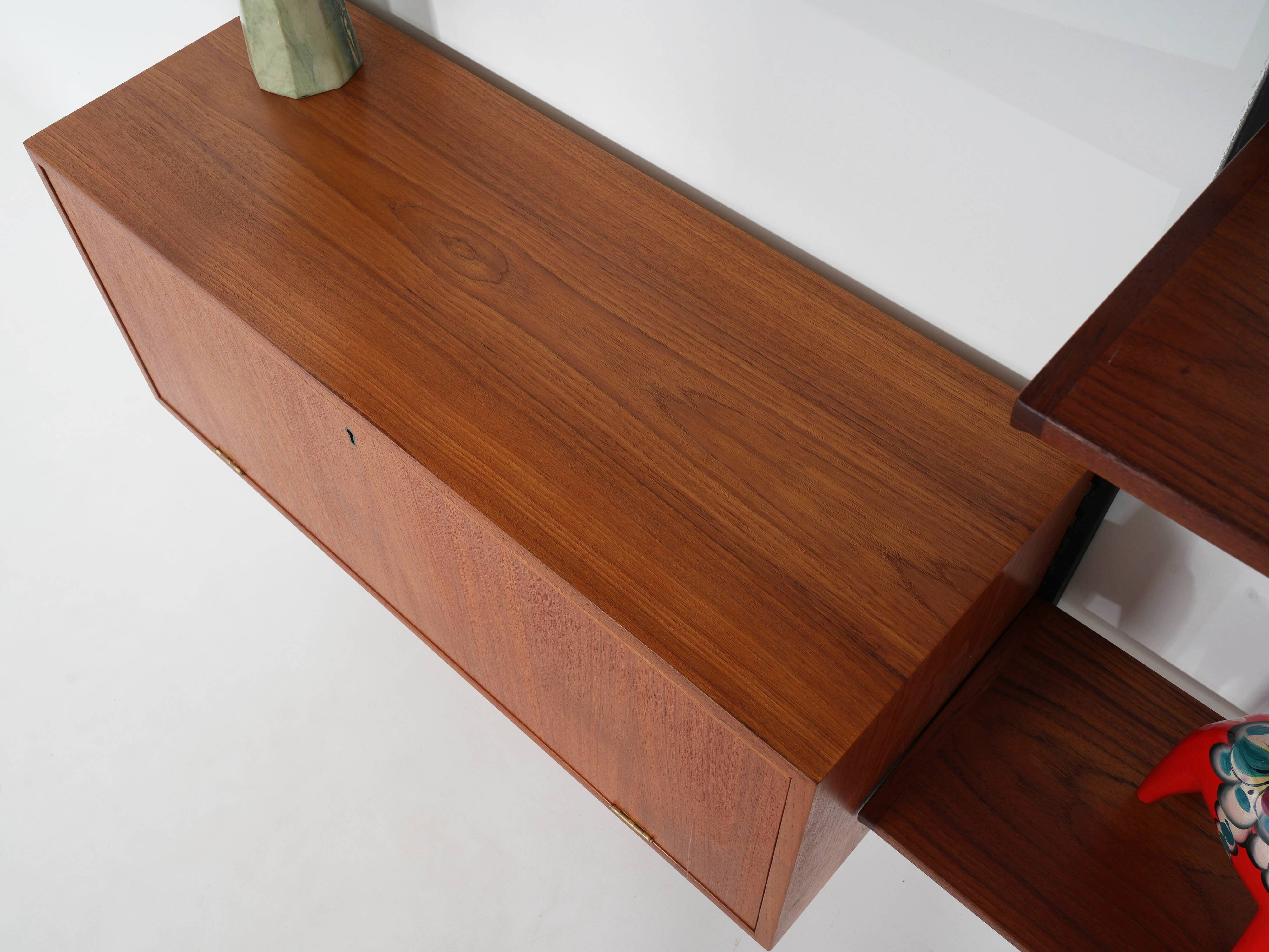 Modular shelving Kai Kristiansen, teak veneer, Danish design 1960s