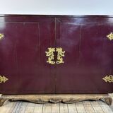 Meuble buffet en bois laqué et laiton 1950'S