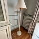 Foot lamp in bleached wood and copper, lampshade in ivory fabric Roche Bobois