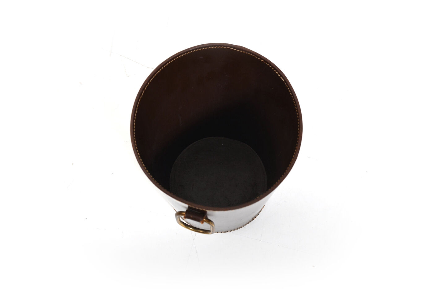 Carl auböck 1950s brown leather waste paper basket