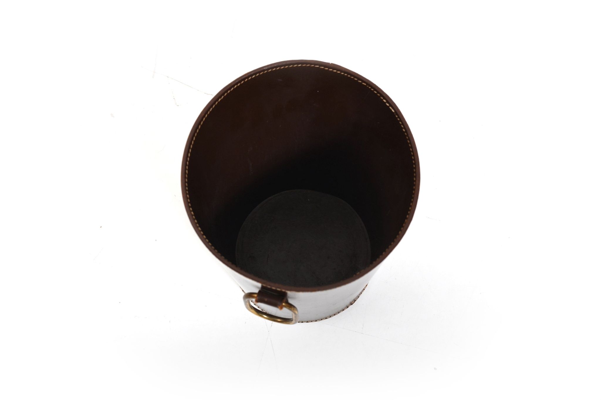 Carl auböck 1950s brown leather waste paper basket