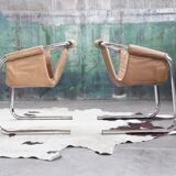 Vecta Zermatt chrome armchair in beige leather, 1970s