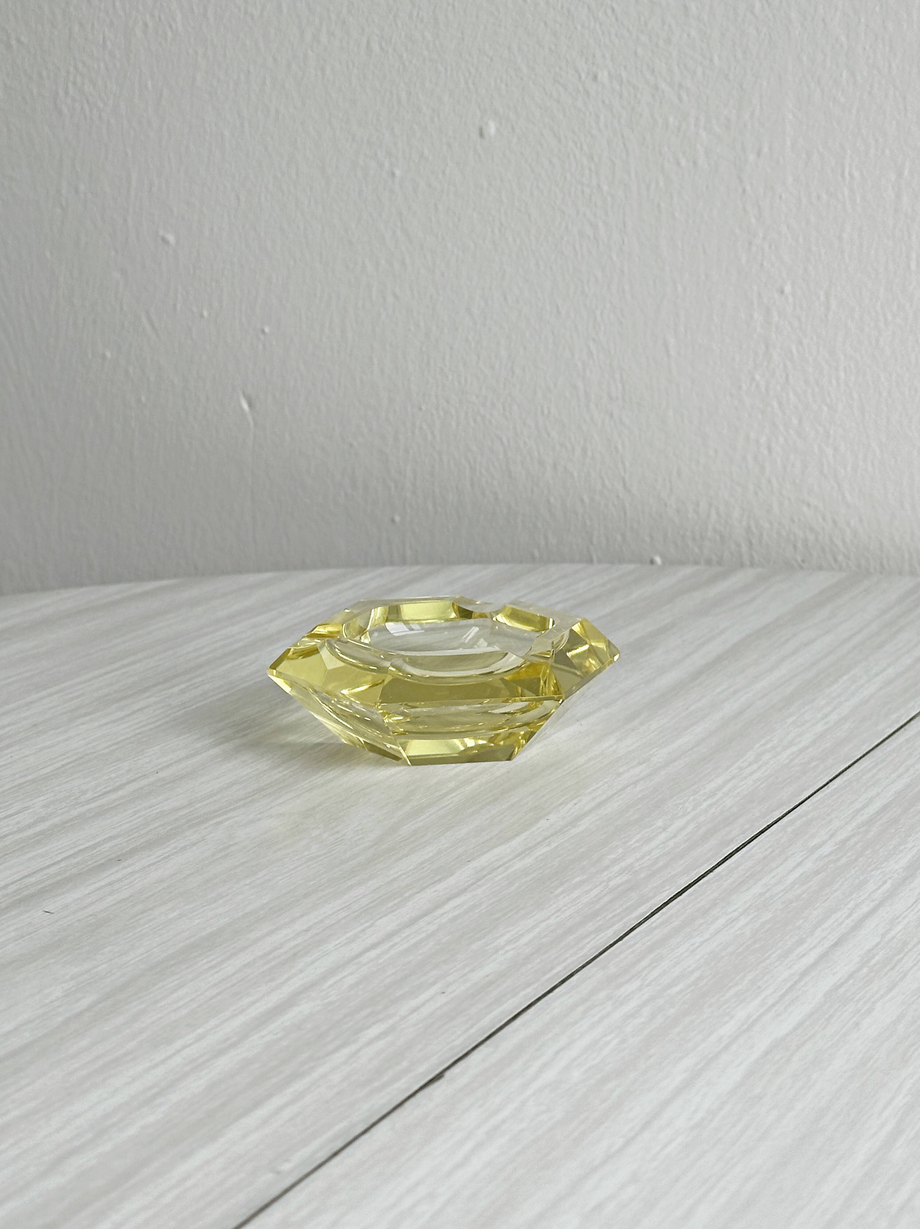 Cendrier cristal jaune