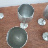 Set of 8 large pewter glasses