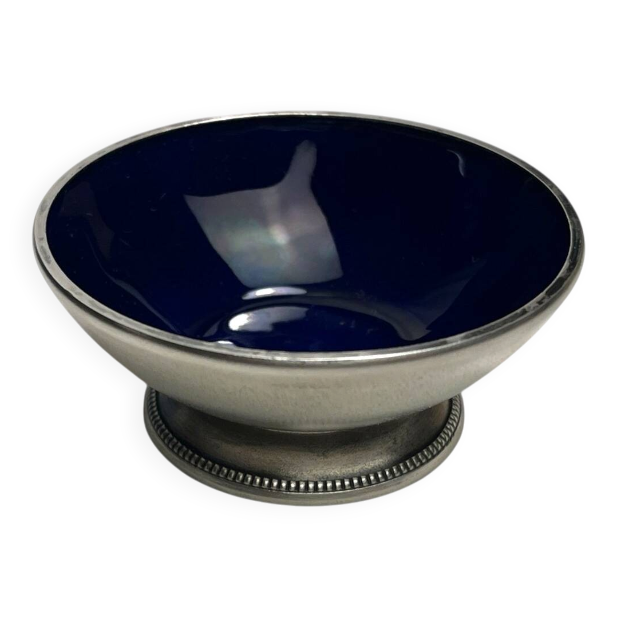 Arts de la table, salière saleron argent russe émail bleu vers 1950