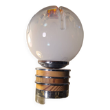 Vintage Murano glass lamp Mazzega, 22x15, chrome and wood Italy 1970