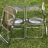 4 Plia smoked chairs by Giancarlo Piretti patent anonima castelli Italy