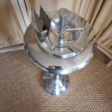 art deco chrome and black wood ashtray