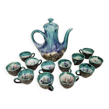 Ensemble à café (cafetière + 12 tasses) signé morvan - Gaston Gaubier 70's